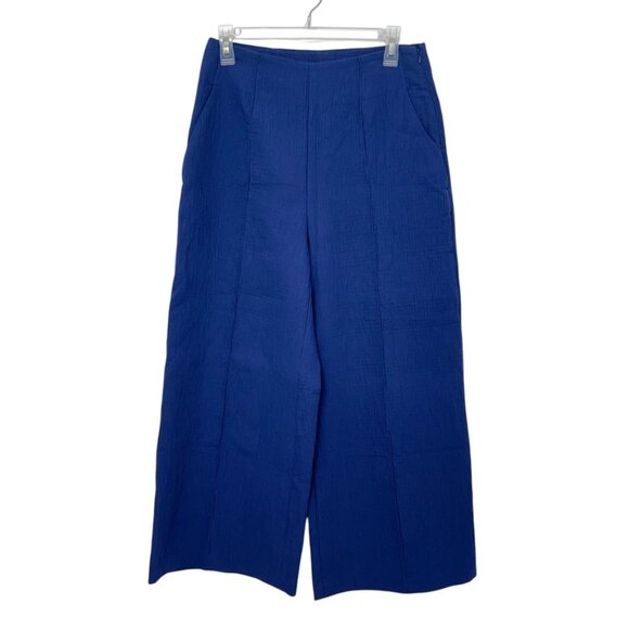 NWT Maeve By Anthropologie High Waist Cropped Wide-Leg Pants Navy Blue Size 8